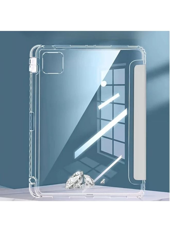 Xiaomi Pad 7 Pro 11.2 2024 Case Grey White Multi Fold Stand Transparent Acrylic Cover - Image 3